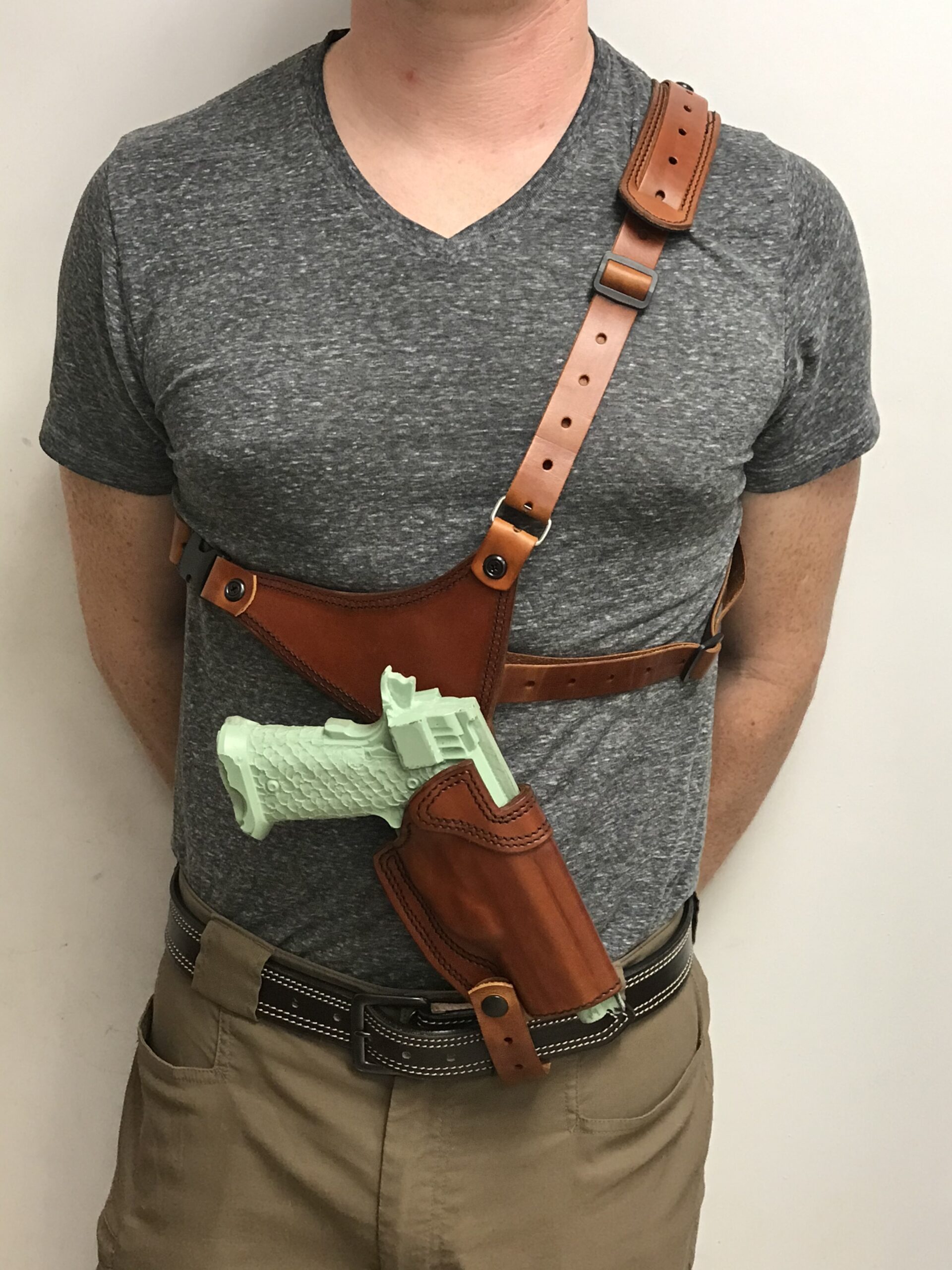 Handmade Leather Tanker Holster - leather holster for chest carry. handmade  in the USA